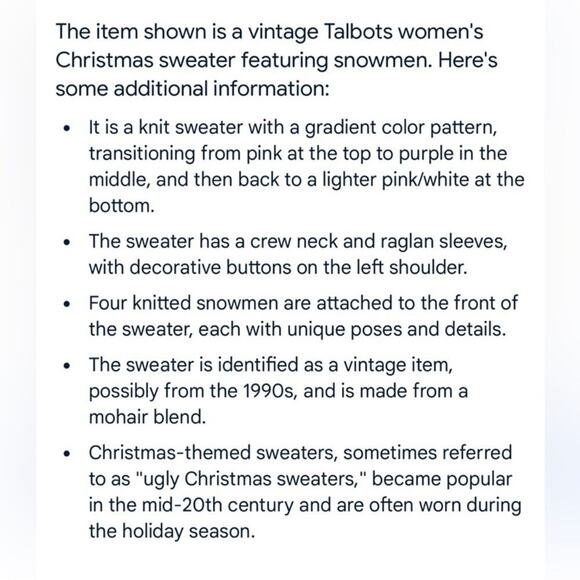 Vintage Talbots Snowman Mohair Sweater L | Holiday Ombre Confetti Knit Appliqué - Picture 5 of 16